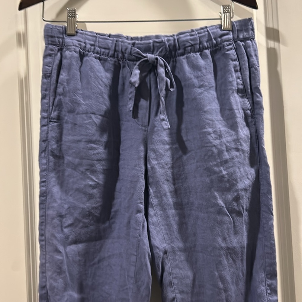 Blue Relaxed Fit Capris with Drawstring Waist
